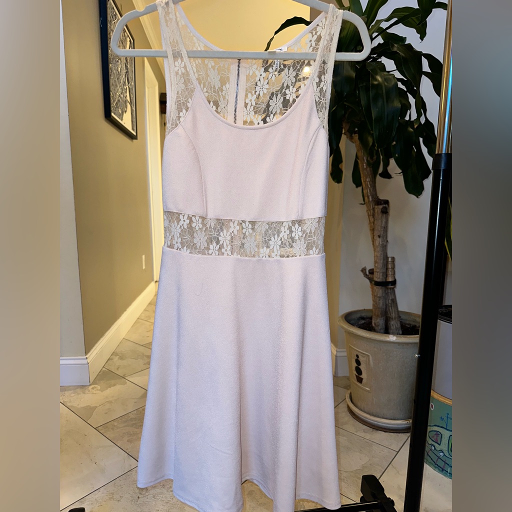 Feminine Pink Dress With Lace